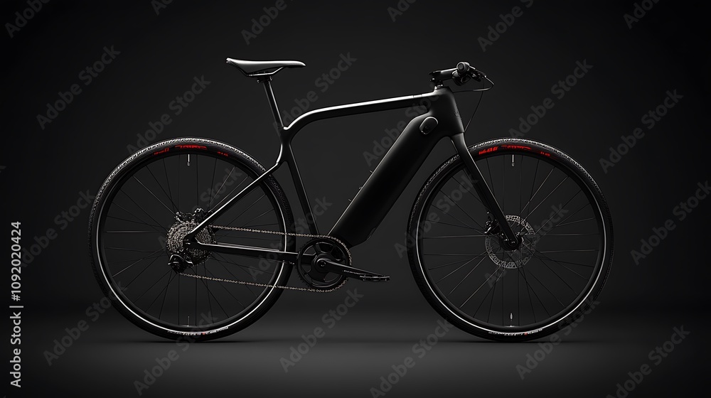 Fototapeta premium Sleek Black Electric Bicycle Design Modern Technology