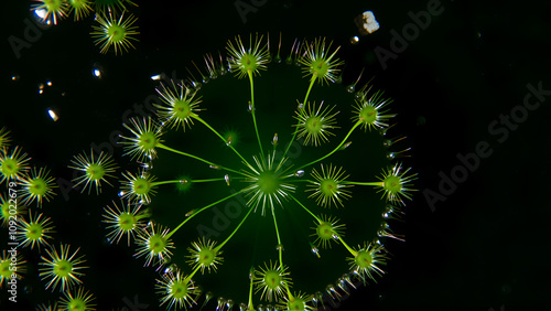 Volvox is a polyphyletic genus of chlorophyte green algae or phytoplankton. photo