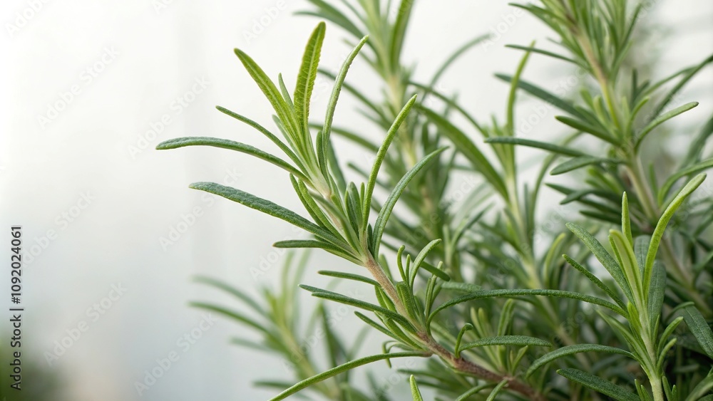 Fototapeta premium Close-up of rosemary leaves with a hint of light, rosemary, botanical, leafy, green, nature photography