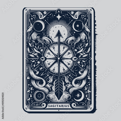 vintage sagitarius ouija playing card tattoo