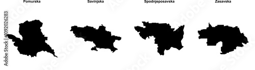 Pomurska, Savinjska, Spodnjeposavska, Zasavska outline maps