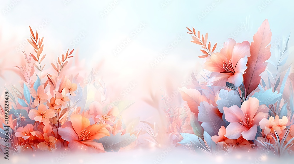 Fototapeta premium Floral color burst abstract art digital creation vivid environment artistic viewpoint serenity theme