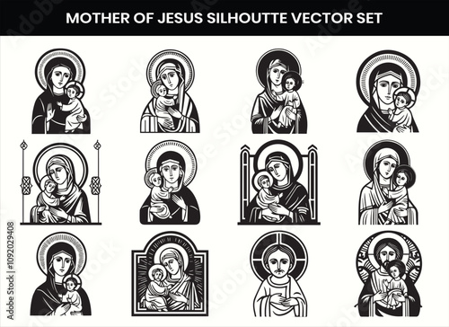 Virgin Mary Mother of Jesus: Blessed Holy Lady of Nazareth Immaculate Love Vector Design