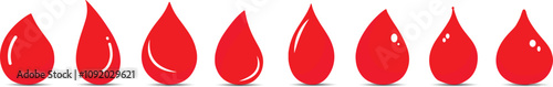 Set of blood drop icons. Red blood droplet vector icon isolated on white background use for medical apps and websites. Blood donation concept. 