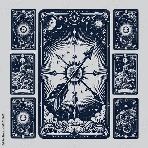 mystical sagitarius ouija tarot playing card tattoo