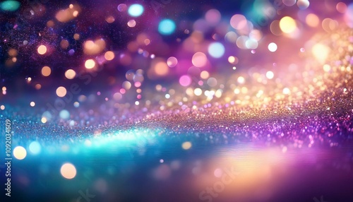 Glittering gradient background with hologram effect and magic lights 