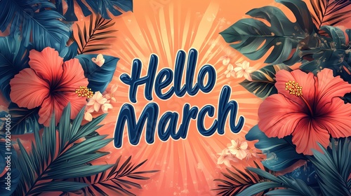 welcome march summer illustration graphic design colorful background