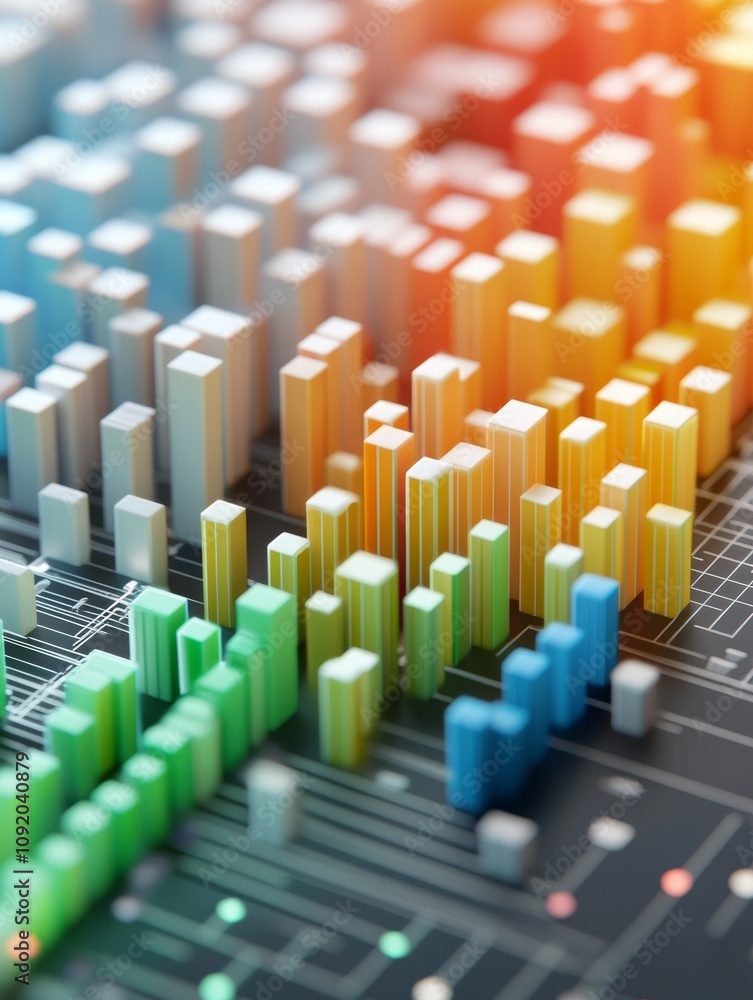 Fototapeta premium Colorful data visualization on digital interface.