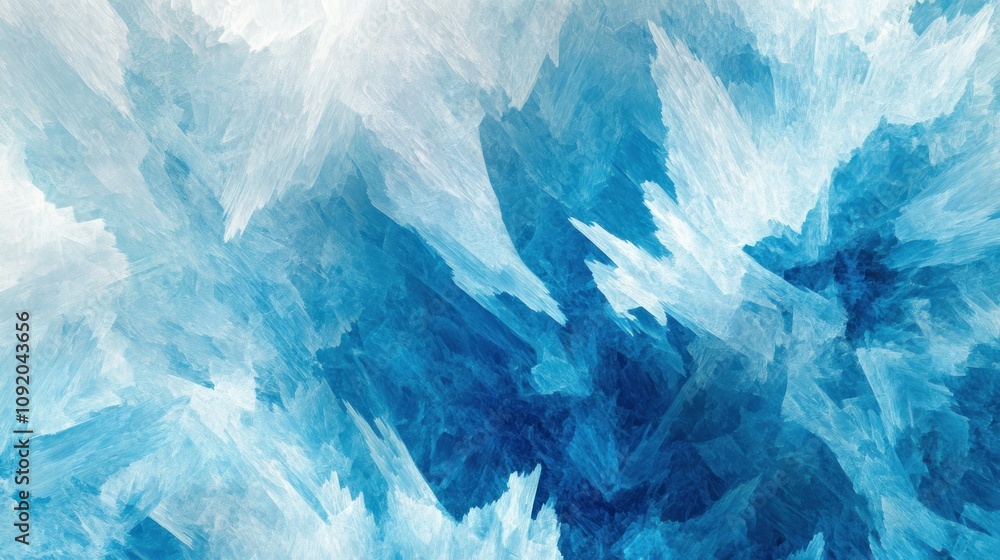 Fototapeta premium Crystallized abstract texture, icy blue and white, sharp and clean 