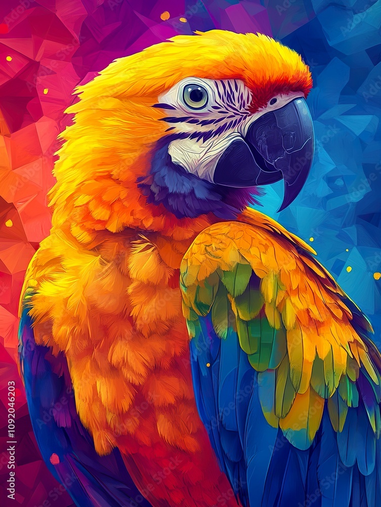Obraz premium Vibrant Macaw Portrait Artistic Colorful Feathers