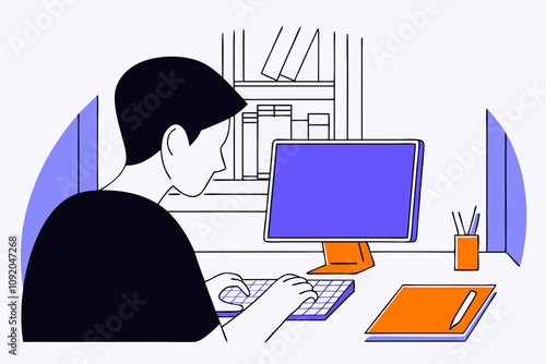 オフィスでパソコン操作をする男性