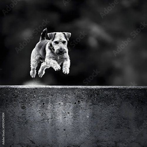 A dog is jumping over an obstacle.