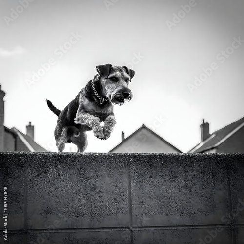 The dog saw something and was about to pounce.