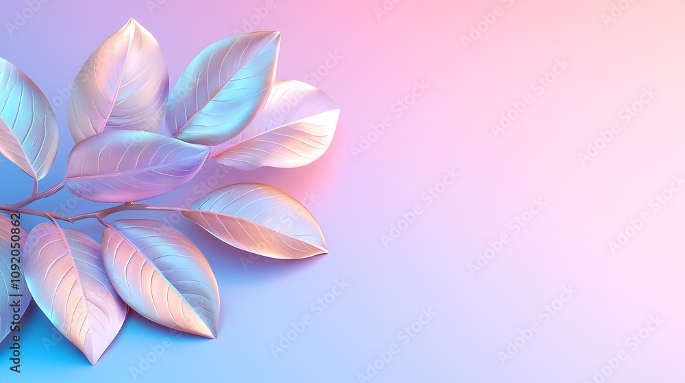 Fototapeta premium Nature-inspired colorful leaves digital art abstract background calm environment vibrant concept