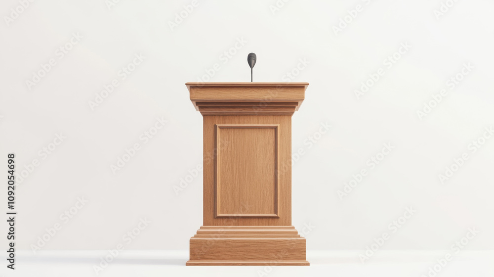 wooden podium with microphone on white background, ideal for speeches and presentations. This elegant design enhances any speaking event wooden podium with microphone on white background, ideal for speeches and presentations. This elegant design enhances any speaking event
