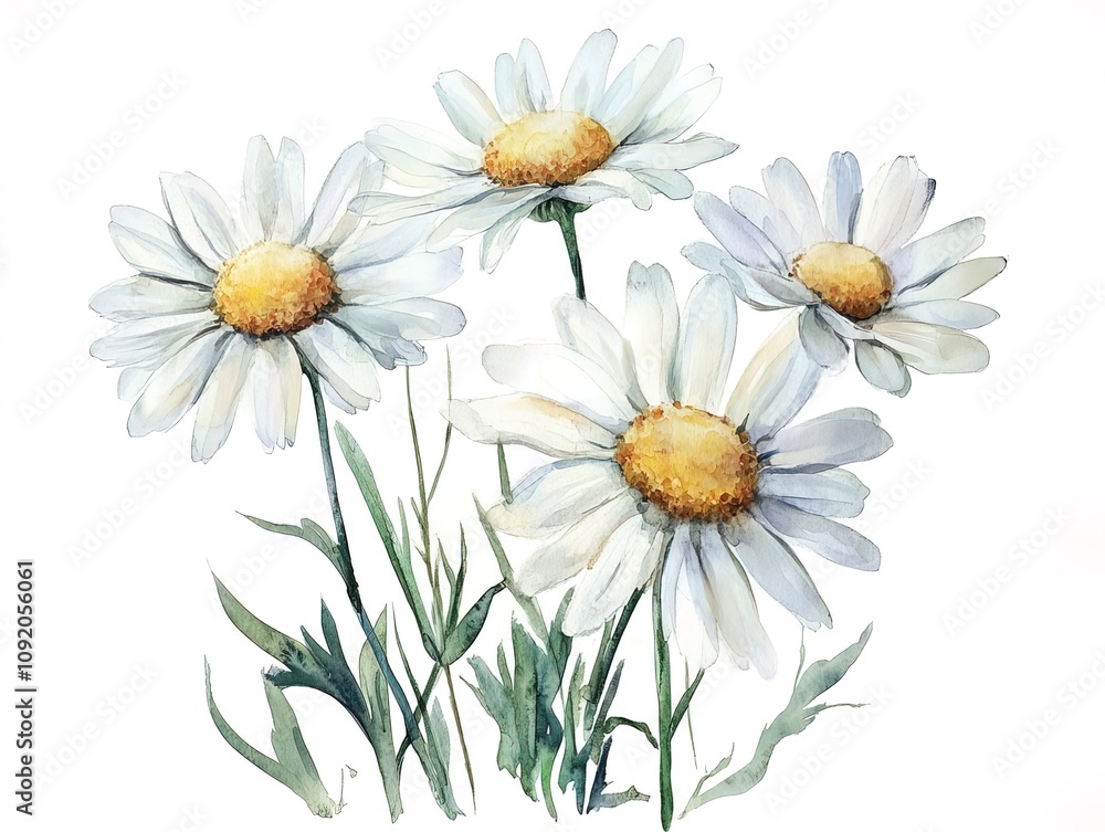 Obraz premium Watercolor daisy flower clipart design. isolate on white background 