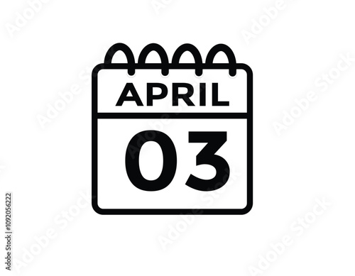  april 3 calendar icon Date Month calendar icon vector illustration
