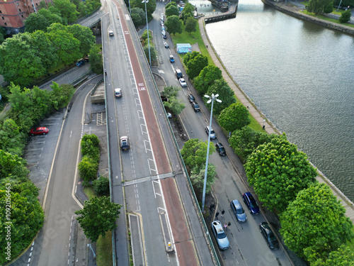 Aerial View of Cumberland Basin Central Bristol City of Southwest of England, Great Britain. photo