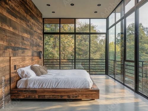 Modern Bedroom With Wooden ...