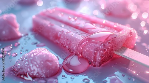 Pink Popsicle Melting On A Cool Surface