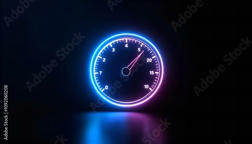 Neon Speedometer Gauge Futuristic Tech Fast Speed Digital Dial