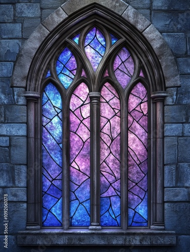 Stunning stained glass window in gothic style.