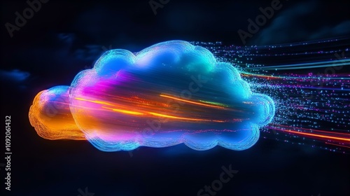 Futuristic Cloud Computing Network Data Transfer Digital Technology Abstract Background