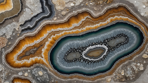 Filamentous and flocculent agate symbiosis of crystal photo