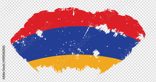 Armenia national flag with distressed stroke brush effect on isolated background