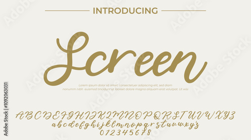 Screen Font Stylish brush painted an uppercase vector letters, alphabet, typeface