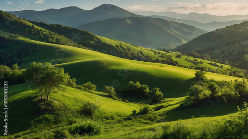 Lush Green Mountain in a Scenic Landscape
