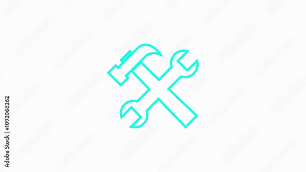 Obraz premium Hammer range icon animation on white background