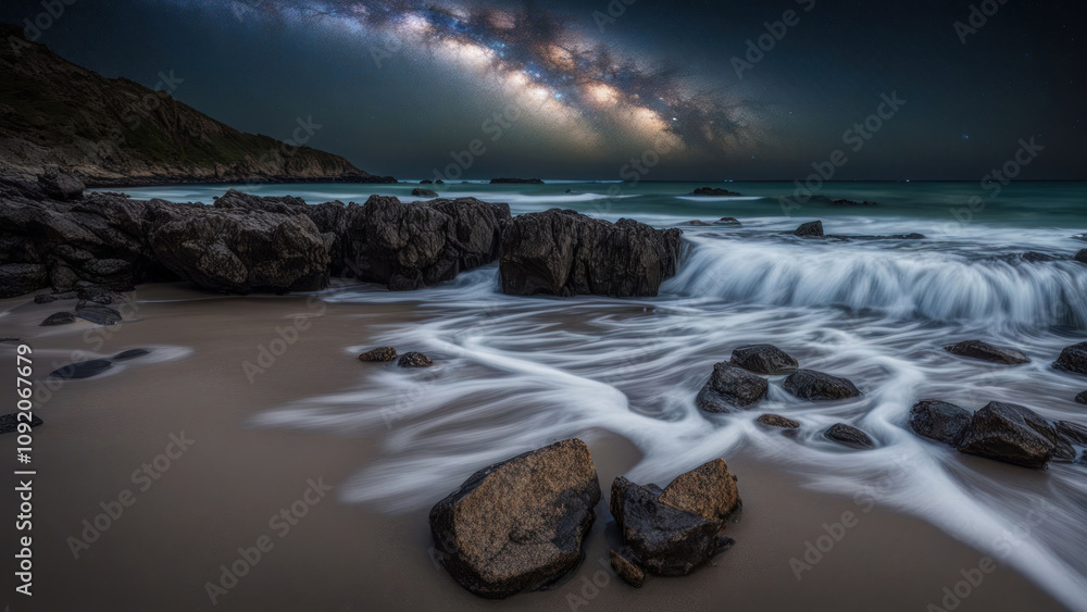 Fototapeta premium Milky Way Coastal Serenity
