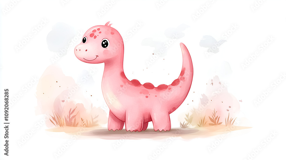 Obraz premium baby cute dinosaur on white background