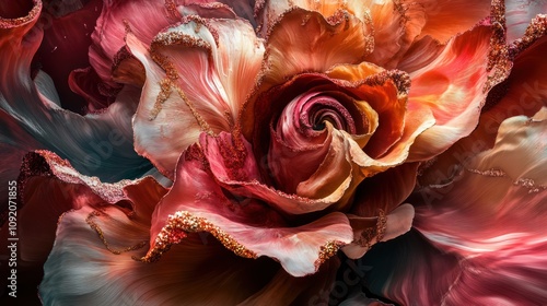 A close-up of a vibrant red rose with delicate petals and a golden center.