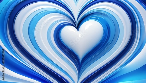 Flowing aesthetic glossy blue white heart love 