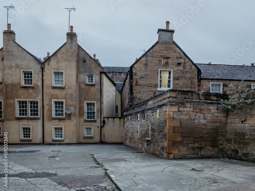 Stone Building Facades on Atholl Cres Ln, Edinburgh, Scotland, UK photo