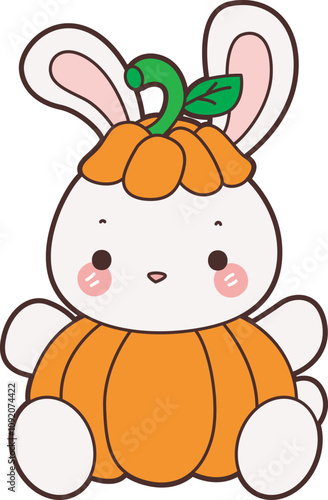 Cute Halloween Bunny stock illustration. Funny bunny Halloween for sticker elements. 