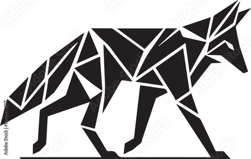 A geometric fox silhouette walking stealthily vector