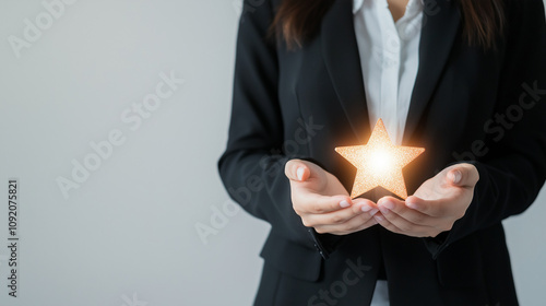 Businesswoman Holding a Shi...