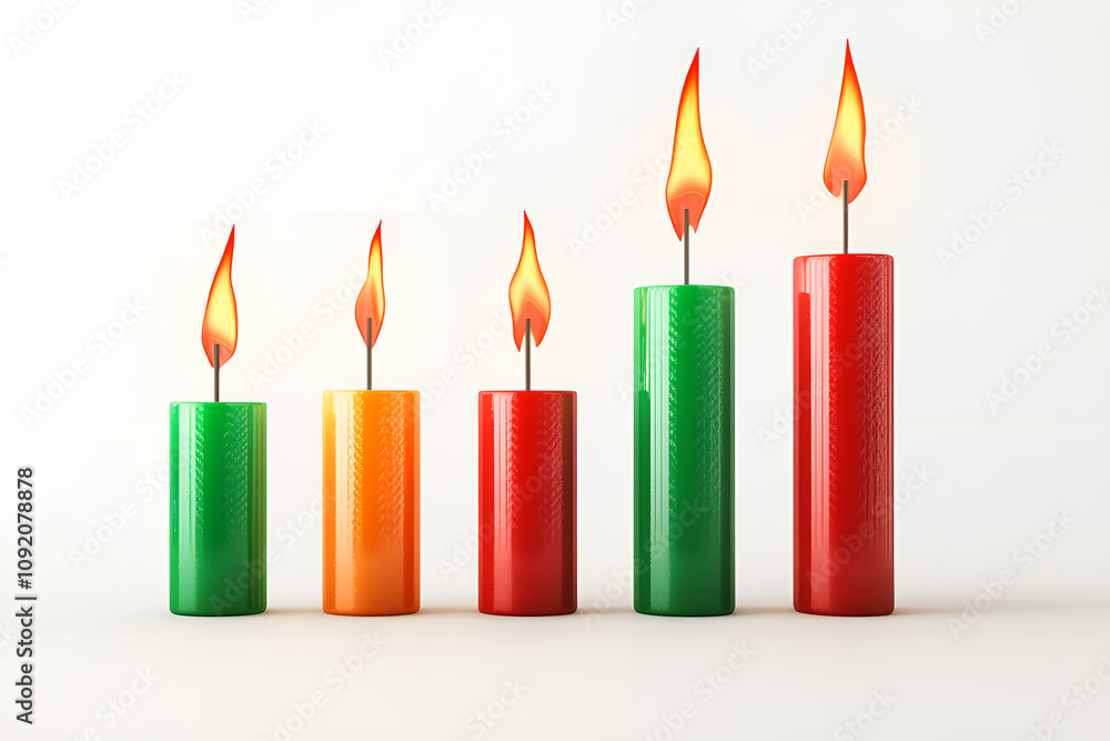 Flame scene of different colored candles Flame scene of different colored candles