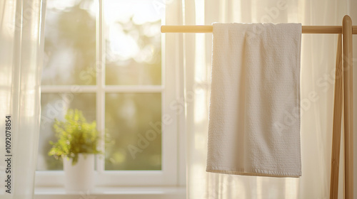 Sunlit Bathroom Towel:  A p...