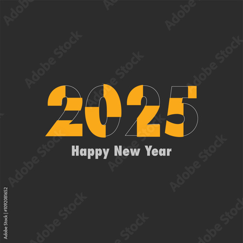 Premium vector. Happy new year 2025 design with colorful truncated number illustrations. Design for poster, banner, greeting and new year 2025. 2025 number design template. New Year social media.