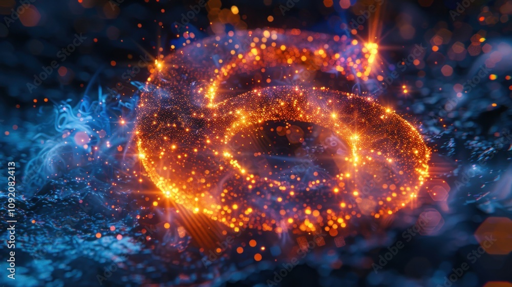 Fototapeta premium Fiery, swirling energy ring with sparks and smoke.