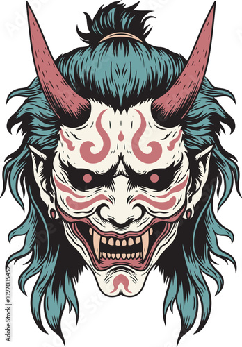 Hannya mask evil tattoo design art
