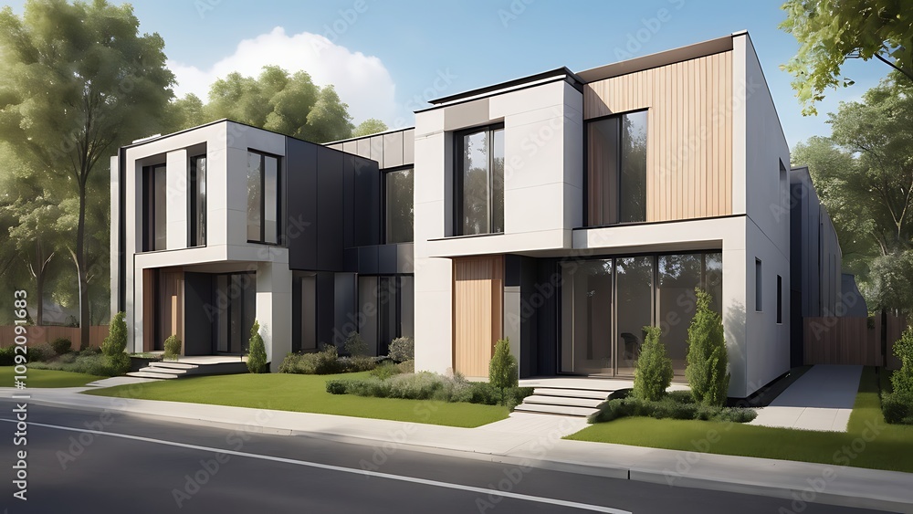 Modern Minimalist Villa with Stone Facade and Landscaped Garden
Modern Minimalist Villa with Stone Facade and Landscaped Garden