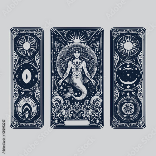 dark aquarius ouija tattoo design for tarot cards