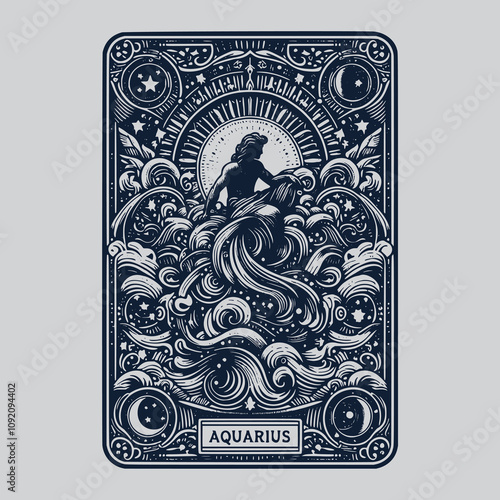 gothic aquarius tarot card tattoo concept