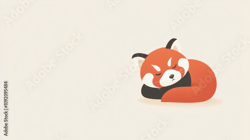 Sleeping Red Panda Illustra...