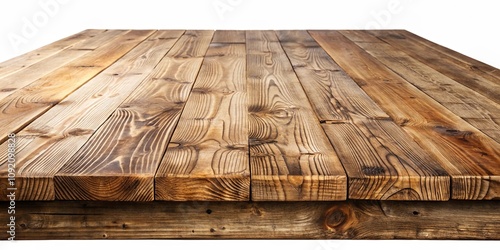 Rustic Brown Wooden Tabletop With Diagonal Perspective and Natural Grain Patterns
